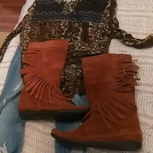 Genuine Suede Moccasin Boots